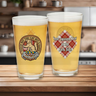 Copo De Pint Clan MacPherson Crest sobre Red Dress Tartan
