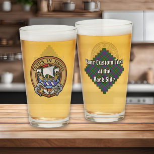 Copo De Pint Clan Wood Crest sobre Tartan