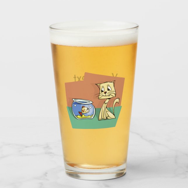 Copo De Pint Clipe de gato e de tigela (Frente (Preenchido))