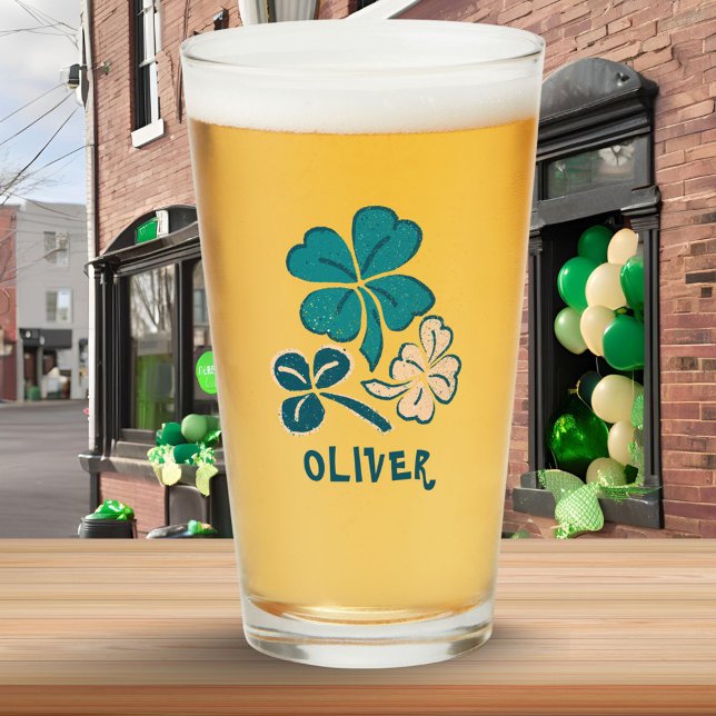 Copo De Pint Clover Green Shamrock na Irlanda Personalizado (Criador carregado)