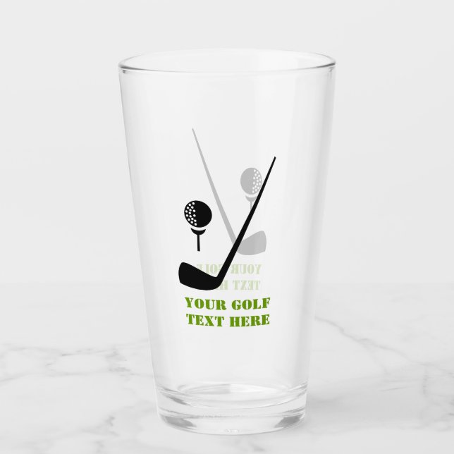 Copo De Pint Clube de golfe e bola preto e verde personalizados (Frente)