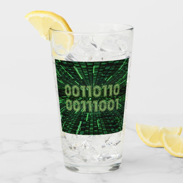 Copo De Pint Código binário 69 da SlipperyJoe vibrante computaç (Gelo frontal)
