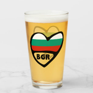 Copo De Pint Código do País Bulgária Sinalizador Heart, BGR