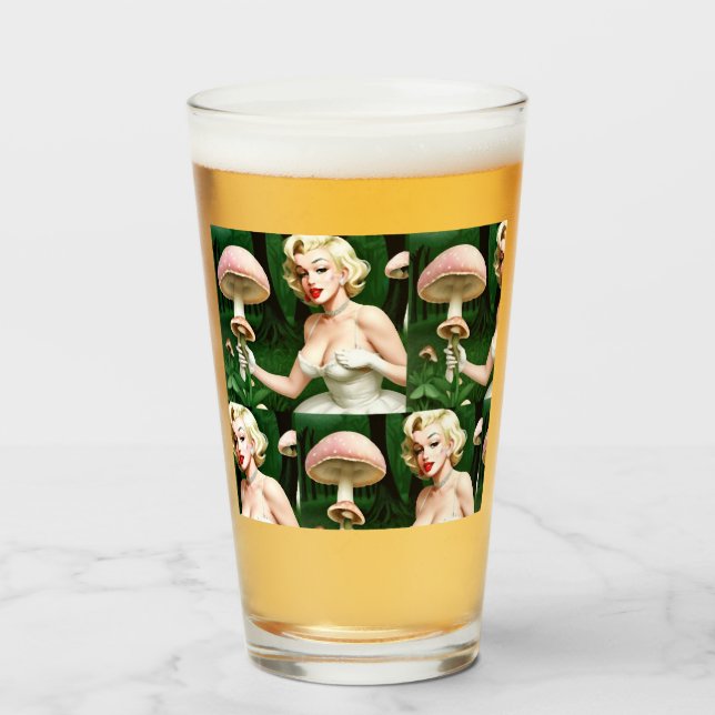 Copo De Pint Cogumelo divertido da Marilyn Monroe para decoraçã (Frente (Preenchido))