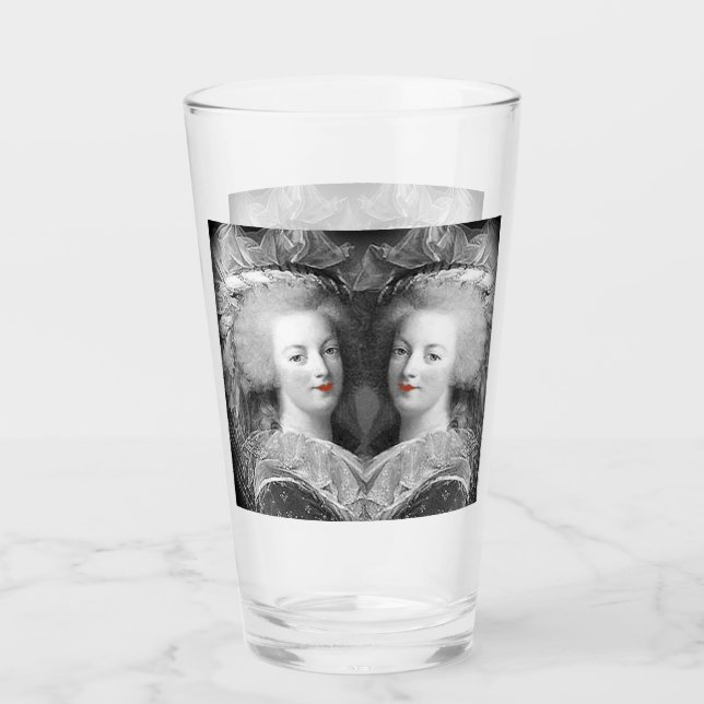 Copo De Pint Colagem Marie Antoinette a preto e branco (Frente)