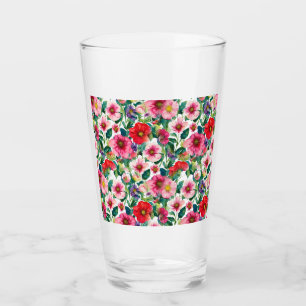 Copo De Pint Colagem, padrão de flores pintadas, aquarela 2