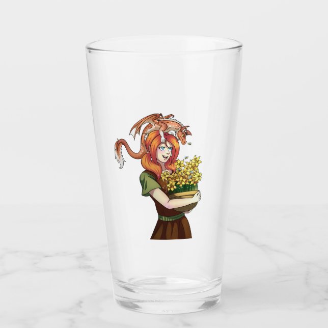 Copo De Pint Colhendo Flores com um Dragão (Frente)