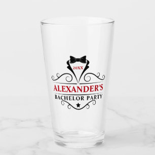 Copo De Pint Coluna Preta do Bachelor Vermelho ou Cor do Texto