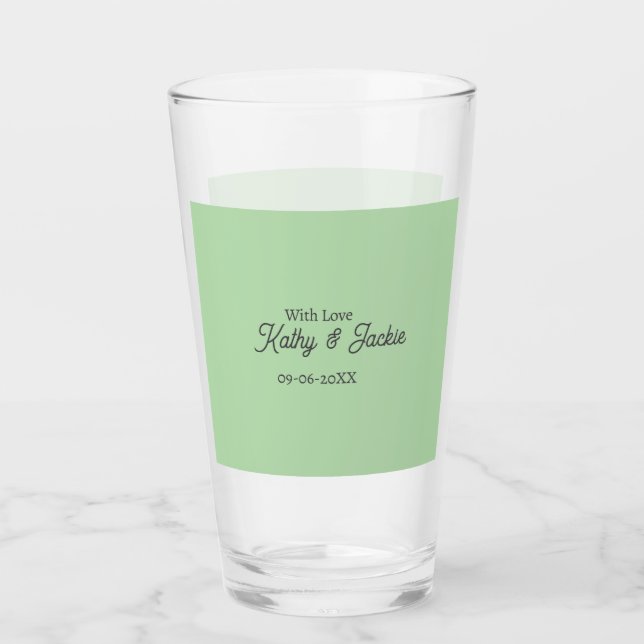 Copo De Pint Com amor adicionar nome do casal casamento simples (Frente)