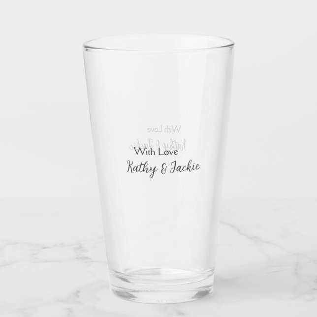 Copo De Pint Com amor adicione nome de casal casamento simples (Frente)