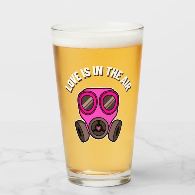 Copo de Pint com "O Amor Está no Ar" (Frente (Preenchido))