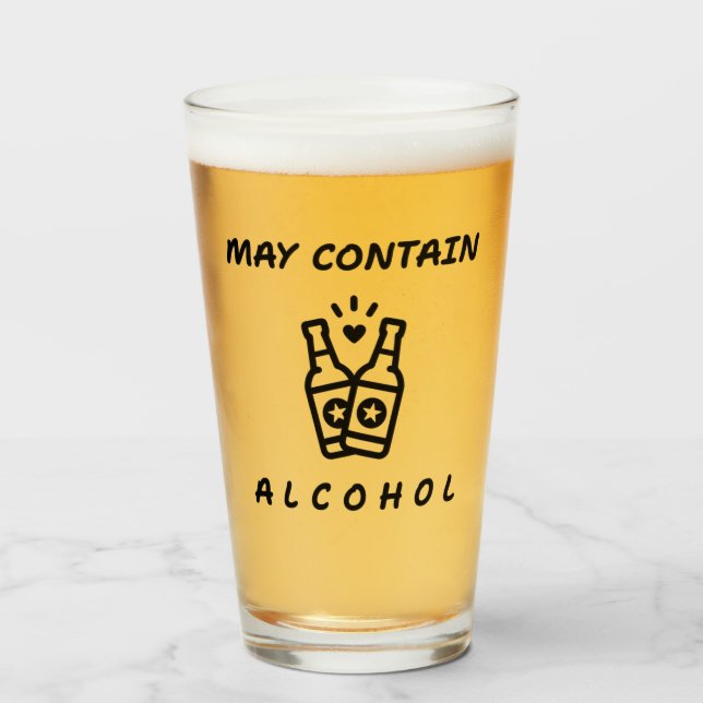 Copo de Pint com "Pode Conter Álcool" – Bebida Div (Frente (Preenchido))