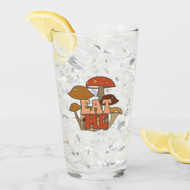 Copo De Pint "Coma-Me" - Design de Cogumelo Whimsical (Gelo frontal)