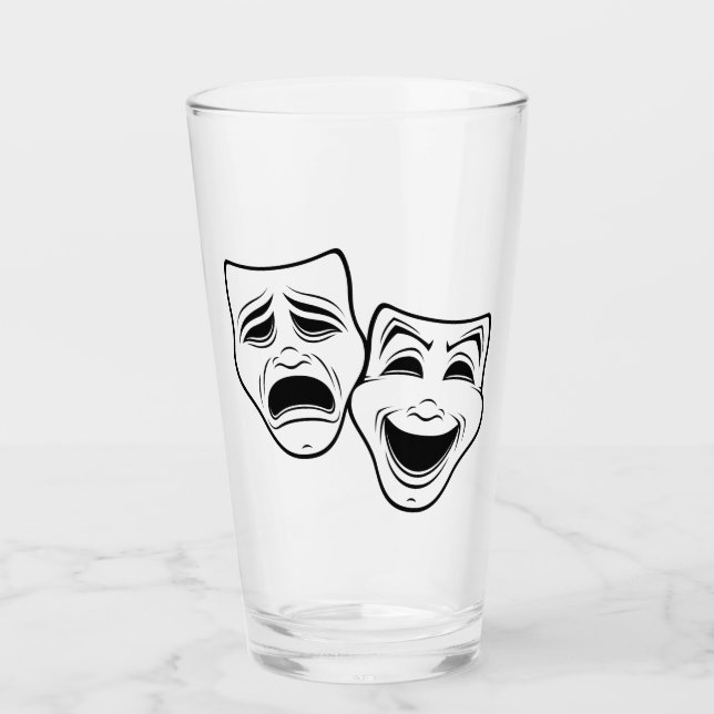 Copo De Pint Comédia E Teatro Tragédia Mascaram Linha Negra (Frente)