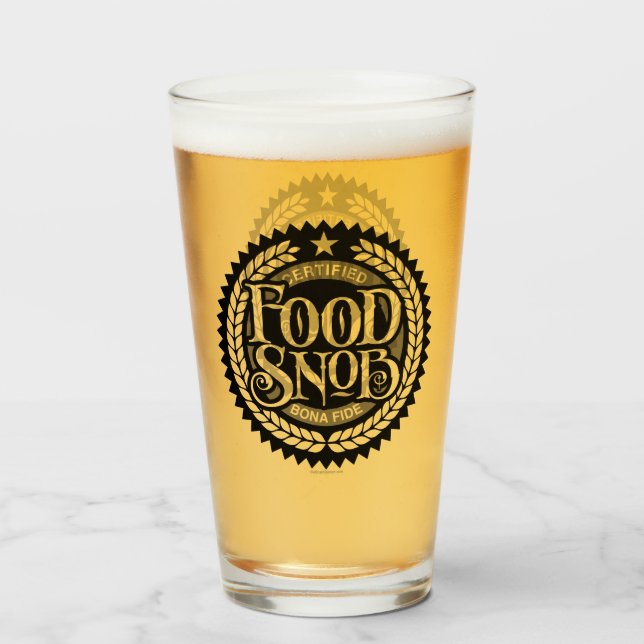 Copo De Pint Comida Snob - amante engraçado da comida (Frente (Preenchido))