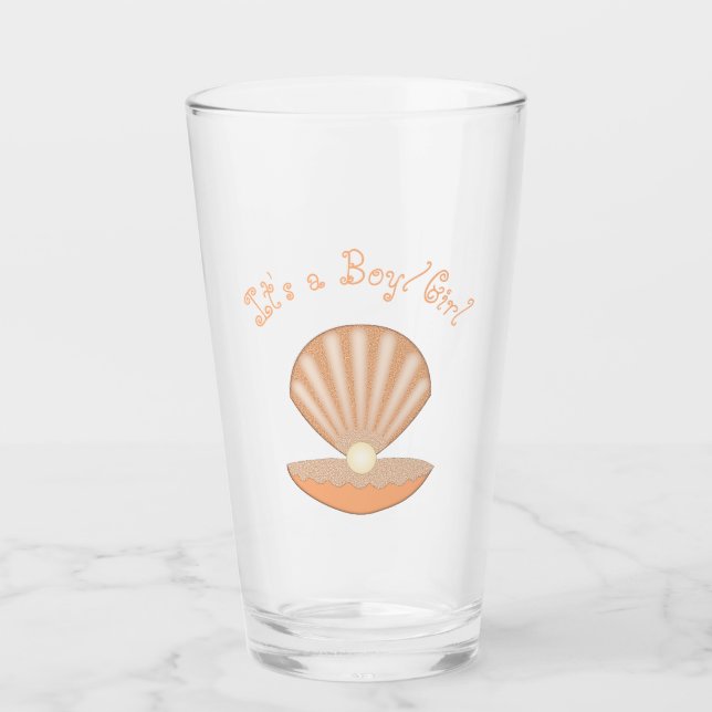 Copo De Pint Concha de ostra e Pérola Personalizado Neutro em G (Frente)