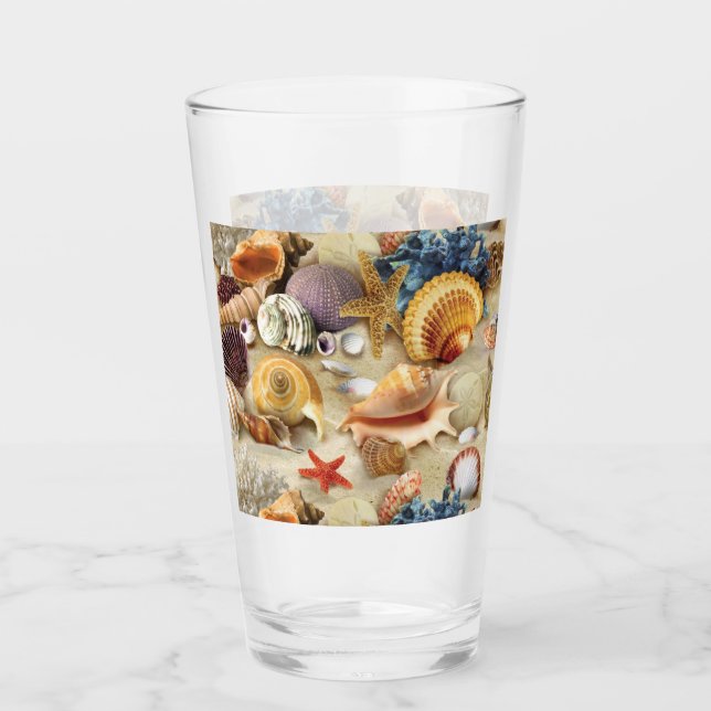 Copo De Pint Conchas marítimas na praia (Frente)