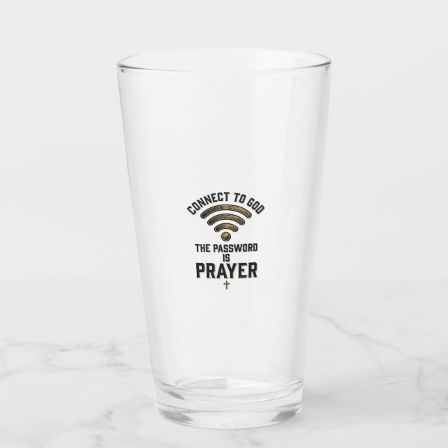 Copo De Pint Conectar-se à Oração de Deus Design Vetorial Crist (Frente)