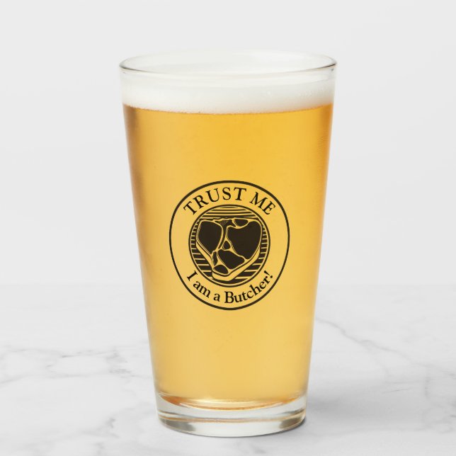 Copo De Pint Confie em mim, sou um açougueiro (Frente (Preenchido))