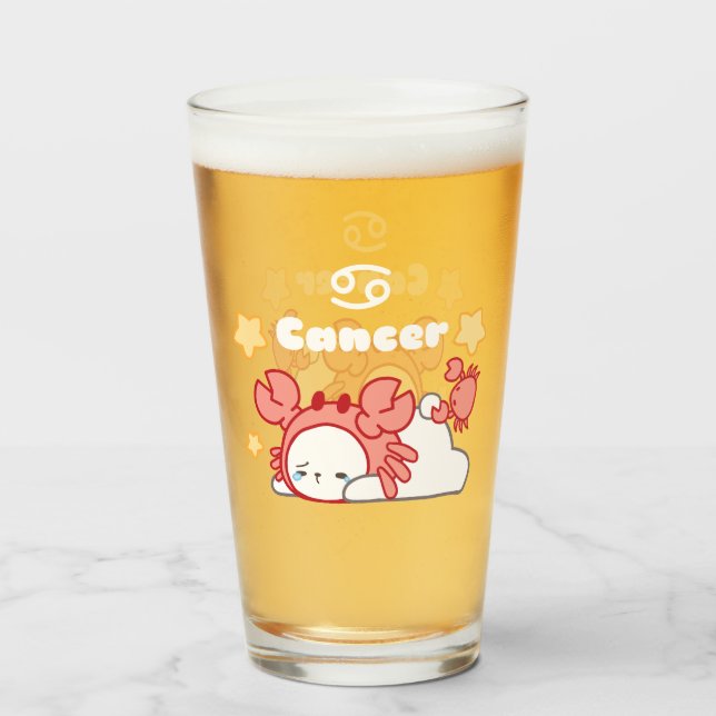 Copo De Pint Constelação de Cancer Cozy Bunny Whimsical & Crab (Frente (Preenchido))
