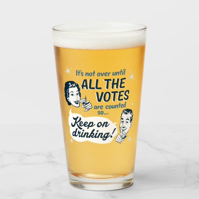 Copo De Pint Contar todos os votos | Vidro | Retro Funny (Frente (Preenchido))