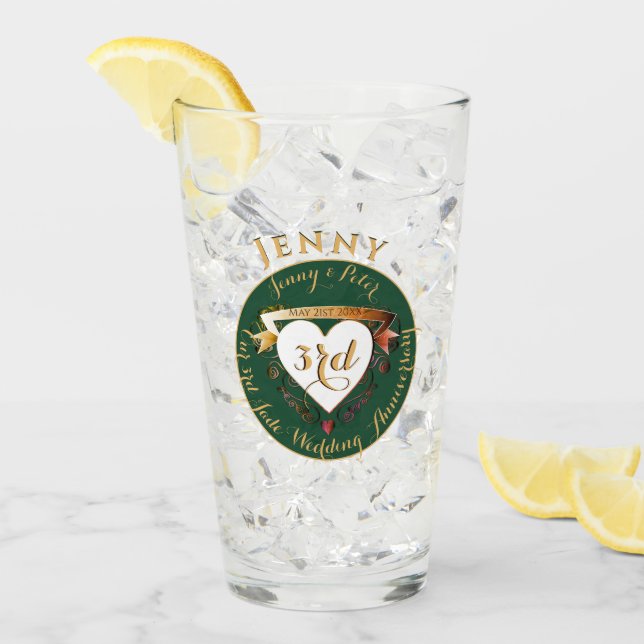 Copo De Pint Cor da Jade do 3º Aniversário de Casamento (Gelo frontal)
