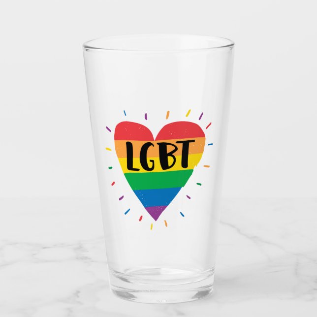 Copo De Pint Coração Arco-Íris LGBT (Frente)