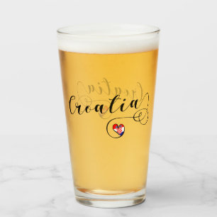 Copo De Pint Coração croata da bandeira, eu amo Croatia