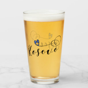 Copo De Pint Coração da bandeira de Kosovo, eu amo Kosovo,