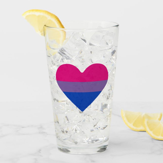 Copo De Pint Coração da Bandeira do Orgulho Bissexual (Gelo frontal)
