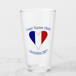 Copo De Pint Coração da Bandeira Francesa Azul Personalizado