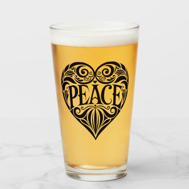 COPO DE PINT CORAÇÃO DA PAZ PRETO E BRANCO (Frente (Preenchido))