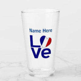 Copo De Pint Coração de Amor Azul Francês Bandeira Personalizad