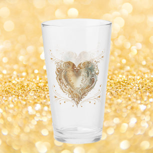 Copo De Pint Coração de Ouro Elegante