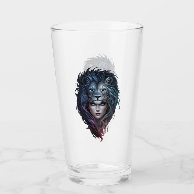 Copo De Pint Coração e força feminina de Leão (Frente)