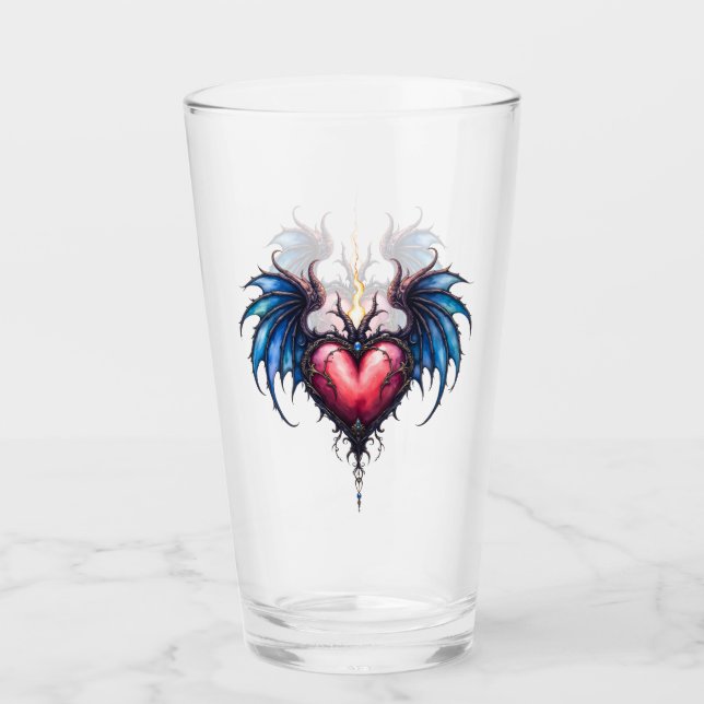 Copo De Pint Coração Flamebound da Lua – Amor Cósmico Gótico (Frente)