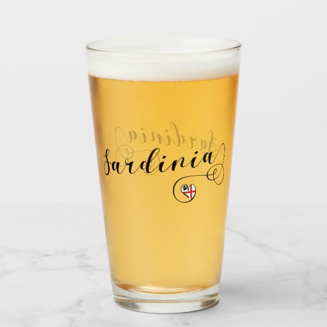 Copo De Pint Coração sardo da bandeira, Sardinia (Frente (Preenchido))