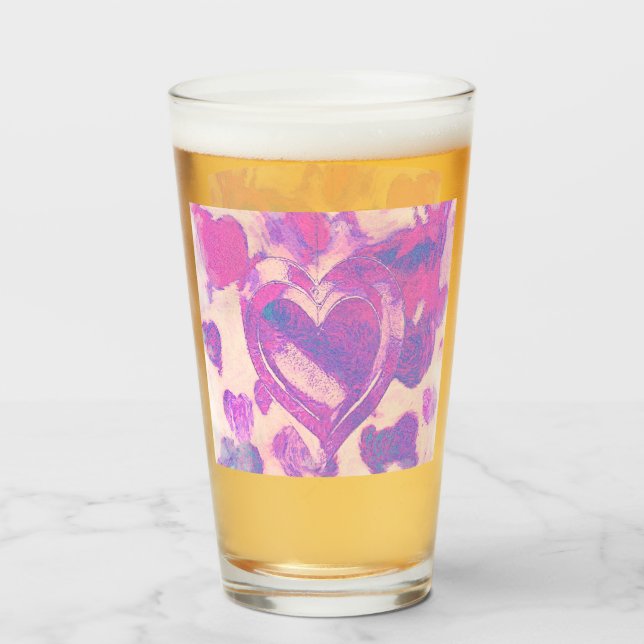 Copo De Pint Corações de aquarela (Frente (Preenchido))