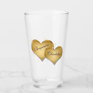 Copo De Pint Corações do Ouro Elegante do feliz dia de os nam