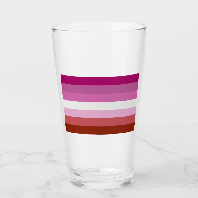 Copo De Pint Cores do Orgulho Lésbico com Batom - (Frente)