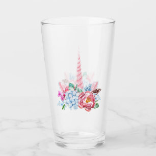 Copo De Pint Coroa floral do unicórnio da aguarela