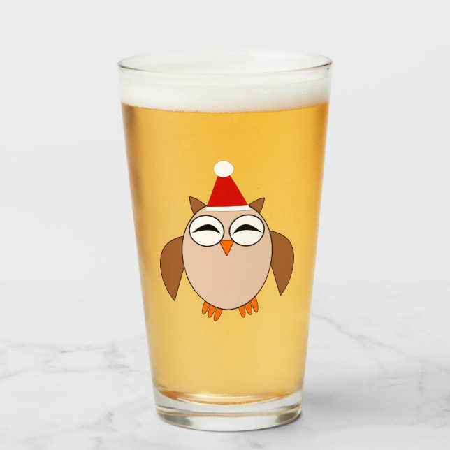 Copo De Pint Coruja de Natal Bonita (Frente (Preenchido))