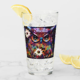Copo De Pint Coruja Floral Impressionista Whimsical Personaliza
