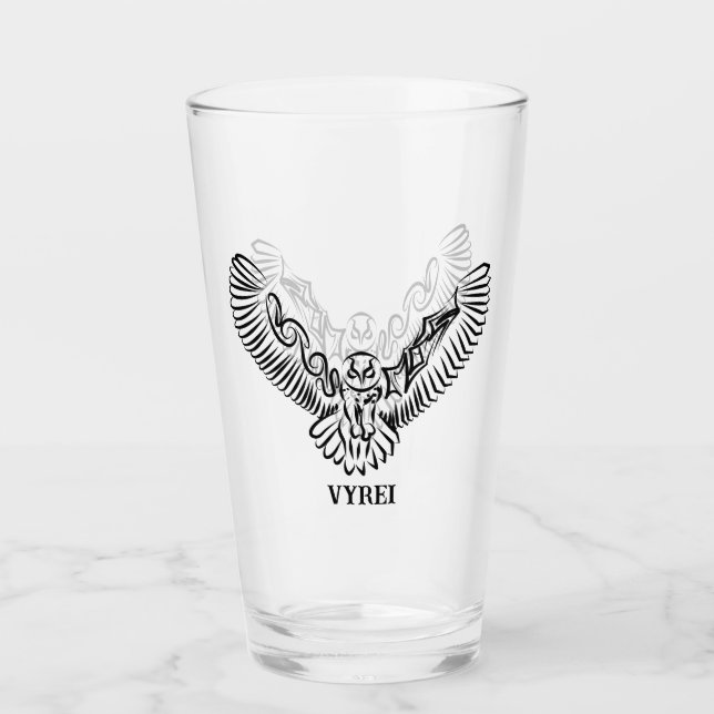Copo De Pint Coruja voadora branca e negra (Frente)