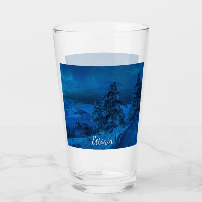 Copo De Pint Costa do mar de inverno em lua (Frente)