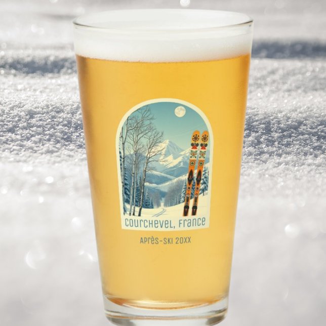 Copo De Pint Courchevel France vacaaprès ski cerveja glass (Criador carregado)