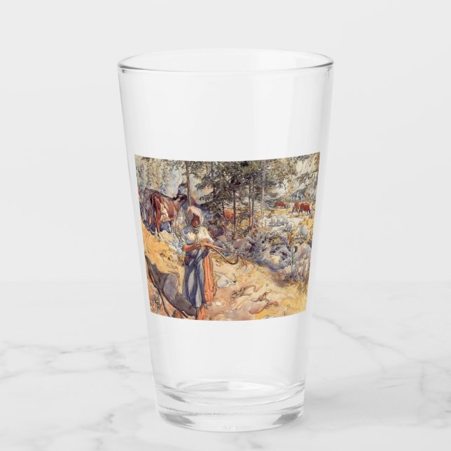 Copo De Pint Cowgirl no Prado (Criança com Animais de Criação) (Frente)