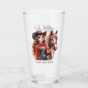 Copo De Pint Cowgirl Ocidental bonita adiciona texto