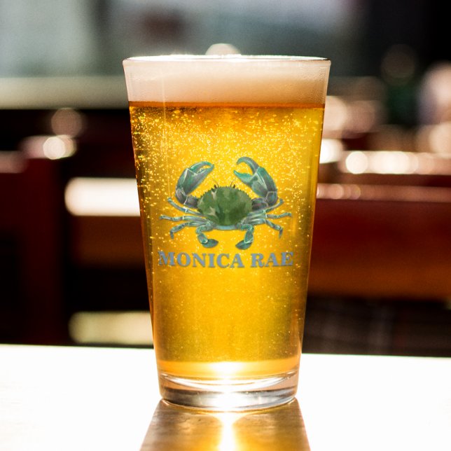 Copo De Pint Crab Blue Crustacean Monograma (Criador carregado)