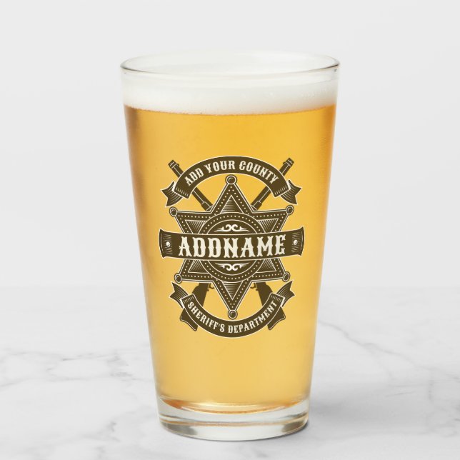 Copo De Pint Crachá de fuzis-adjuntos do Xerife Oeste Personali (Frente (Preenchido))